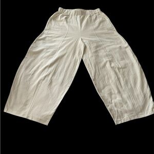 Composition Women's  Barrel Cream Wide Leg Pants Loose silhouette curve SZ LG